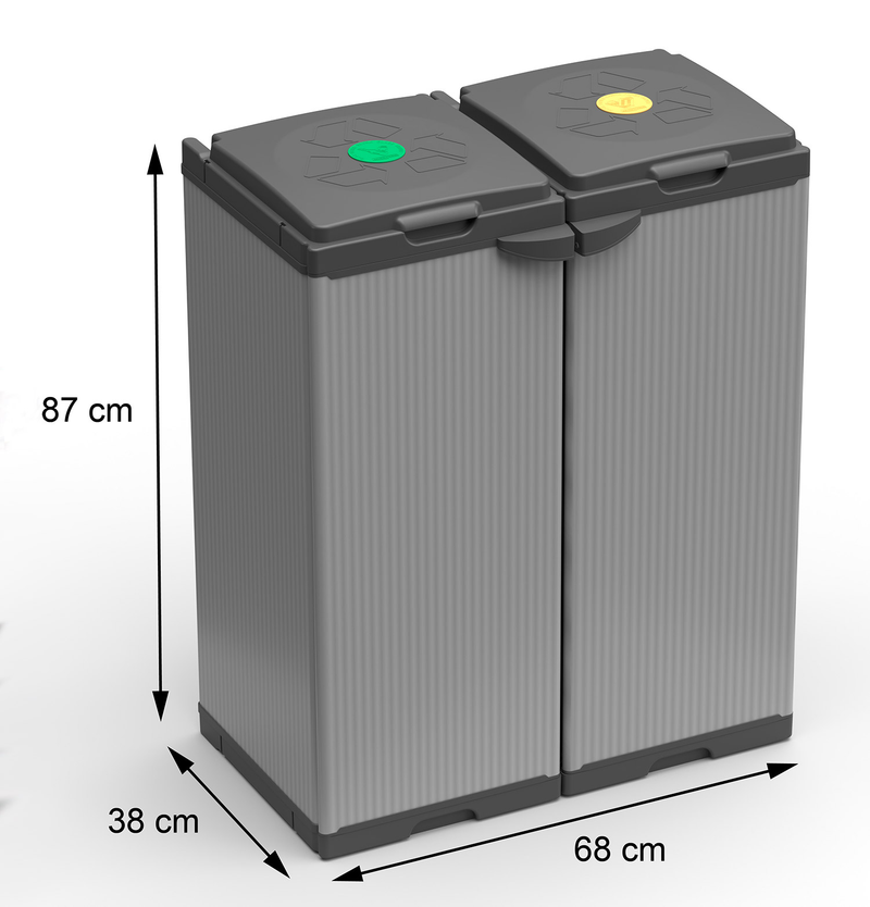 Pattumiera 2 Ante 68x38x87 cm Raccolta Differenziata con Portasacco 80 Litri    