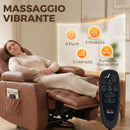 Poltrona Massaggiante Reclinabile a 150° 85x94x104 cm e Riscaldante con Telecomando in Pelle PU Marrone Chiaro      