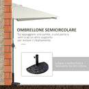 Mezzo Ombrellone da Giardino Mezzaluna 230 x130x245 cm con Apertura a Manovella Crema