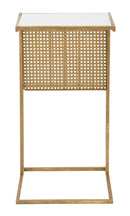 Tavolinetto Marble Porta Giornali 46x35x65 cm in Ferro e Marmo Oro e Bianco