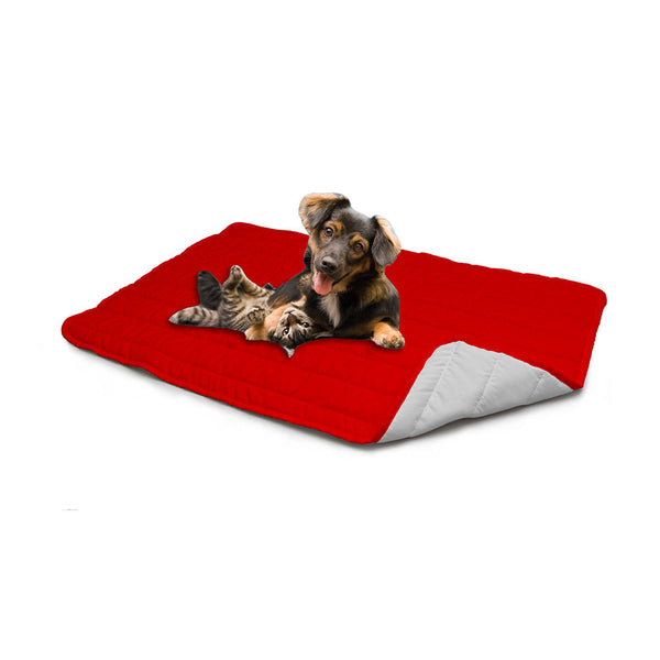 Tappetino imbottito per Cani Gatti Doubleface rosso/grigio chiaro sconto