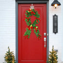 Ghirlanda Dietroporta Natalizia 40x95 cm con Palline Fiocchi Fiori Rossi