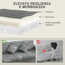 Divano 3 Posti Modulare con Pouf Contenitore 196x139x85 cm in Velluto a Coste Grigio Chiaro   