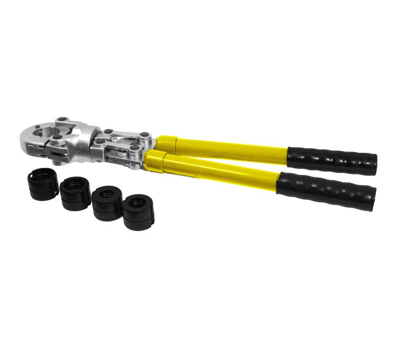 Pinza pressatrice manuale per raccordi tubi multistrato con 4 inserti