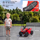 Quad Elettrico per Bambini 18-48 Mesi 6 V 2 km/h 67x38,5x43 cm con Marce Avanti Portata 25 kg in PP e Acciaio Rosso      