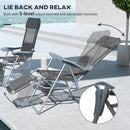 Set 2 Sdraio da Giardino Pieghevoli 63x81x108 cm con Poggiapiedi Grigio