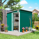 Capanno Porta Attrezzi 1,5x2m con Base Porta Scorrevole e Tetto Inclinato in Metallo Verde      