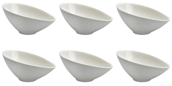 sconto Set 6 Coppette Oblique 8x11,5x5,5 cm in Porcellana Allluminica Kaleidos Aluxina Bianche