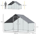 Pollaio Gabbia per Galline da Esterno 3x2x2m Telaio Zincato Argento