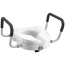 Rialzo WC per Anziani con Maniglie Antiscivolo Larghezza Regolabile Capacità 136kg in HDPE Bianco      