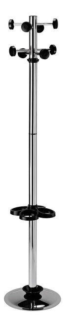 Appendiabiti da Terra Ø36x178 cm con Portaombrelli in Metallo Fumer Elvis Cromo e Nero