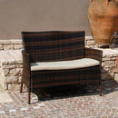 Divano Divanetto da Giardino con Struttura in Ferro e Rivestimento in Polyrattan 63X108X86 Cm