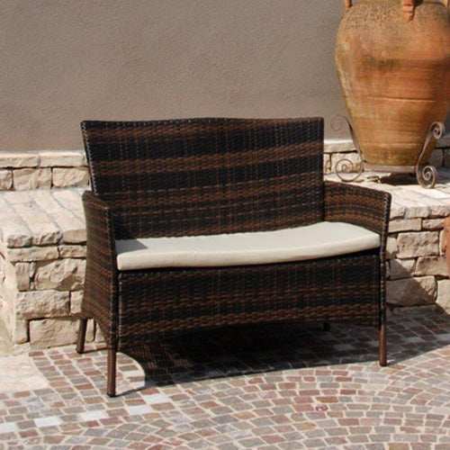 Divano Divanetto da Giardino con Struttura in Ferro e Rivestimento in Polyrattan 63X108X86 Cm online
