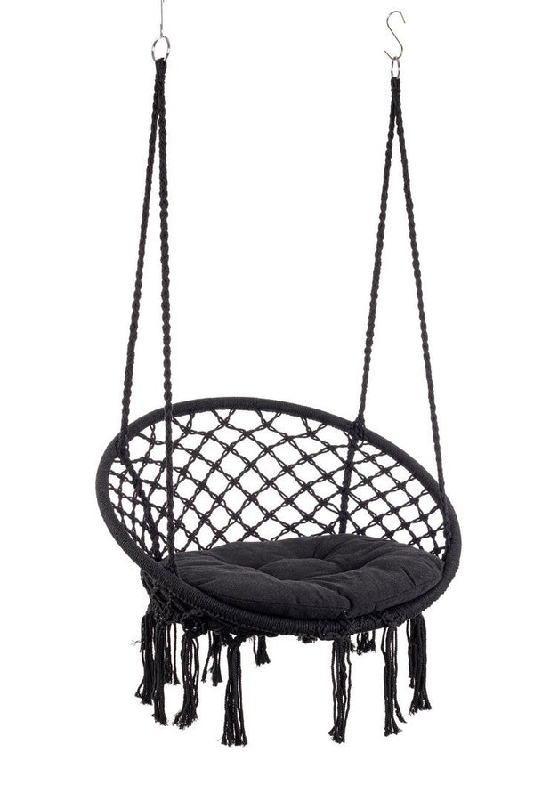 Amaca Sedia Sospesa da Giardino Ø80x130 cm in Poli-Cotone Javier Nero online