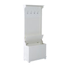 Mobile per Ingresso con Panca Contenitore e Appendiabiti in Legno Bianco 