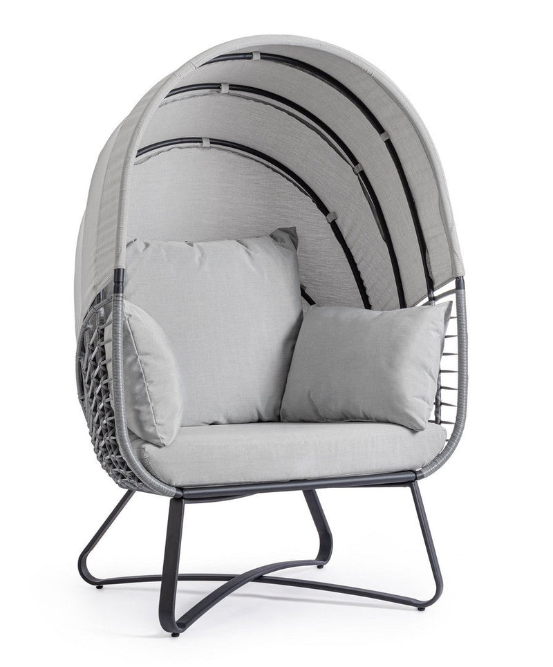 Poltrona con Cuscini da Giardino 100x90x152 cm in Acciaio Eldon Grigio Chiaro