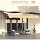 Tenda da Sole a Muro con Pali di Supporto 3x1.5m Bianco e Giallo 