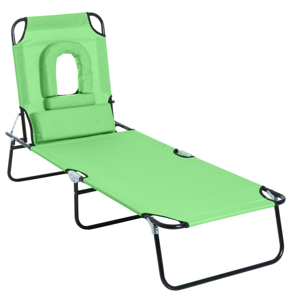sconto Lettino Sdraio Pieghevole 187x58x36 cm in Acciaio e Tessuto Oxford Verde