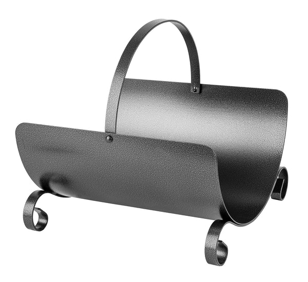 Porta Legna Design Classico con Manico Pieghevole 38x36x36 cm in Ferro Verniciato Grigio Martellato prezzo