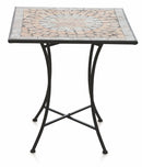 Tavolo da Giardino Quadrato 70x70 cm in Ferro Battuto con Mosaico Soriani Cipro
