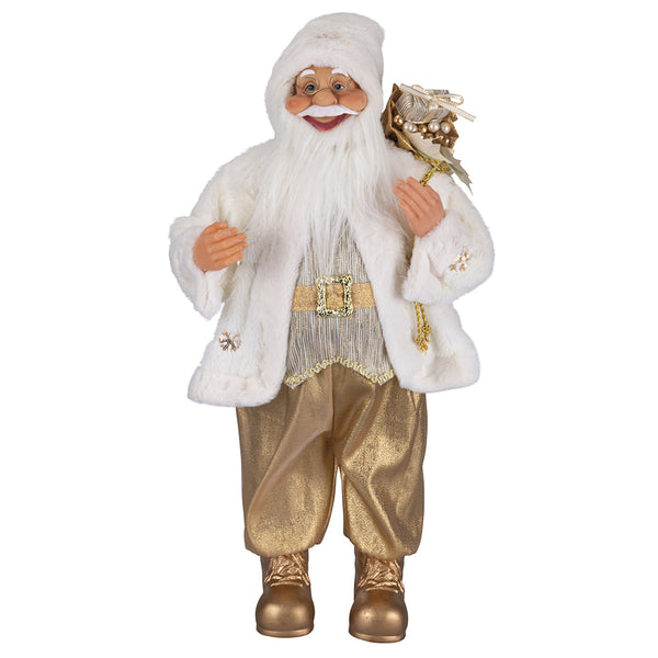 Pupazzo Babbo Natale H46 cm in Stoffa Oro e Bianco acquista