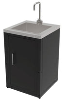 Composizione 3 Moduli Cucina Cucina 3 Fuochi a Gas + Armadietto con Anta + Mobile Lavandino Top in Acciaio Inox Nero