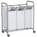 Carrello Portabiancheria 77x41x81,5 cm 3 Sacchi in Acciaio Grigio