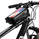 Borsa Portaoggetti da Telaio Bicicletta 18x10x6 cm con Tasca Touchscreen per Smartphone