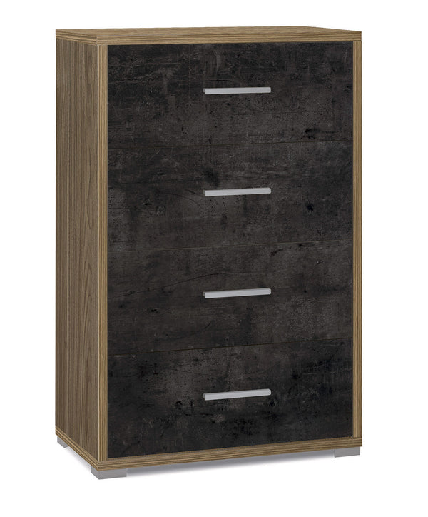 Cassettiera 4 Cassetti 71x110x41 cm Noce Stelvio/Ossido Nero sconto