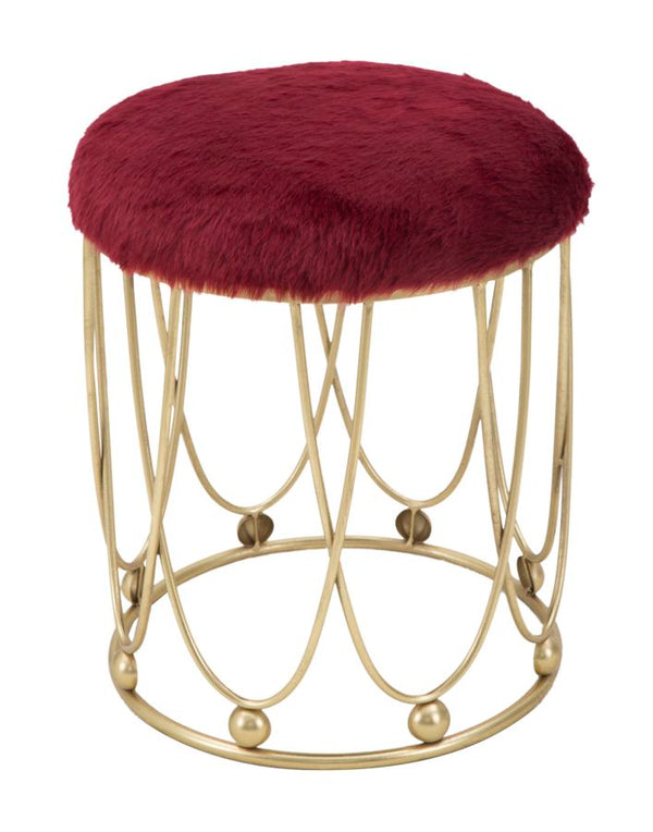 acquista Sgabello Amelie Bordeaux Ø40,5x46,5 cm in Ferro e Spugna e Poliestere Bordeaux e Oro