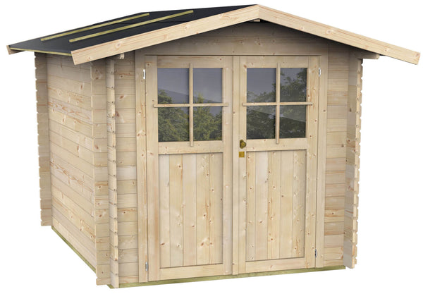 Casetta Box da Giardino per Attrezzi 215x180 cm con Porta Doppia Finestrata in Legno Naturale prezzo