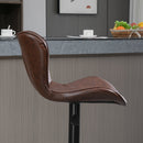 Set 2 Sgabelli da Bar con Altezza Regolabile e Seduta Girevole in Finta Pelle Marrone 