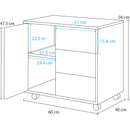 Cassettiera Mobile Ufficio Porta Stampante Salvaspazio 60x40x56 cm con Ruote Rivestimento in Melamina Bianco      