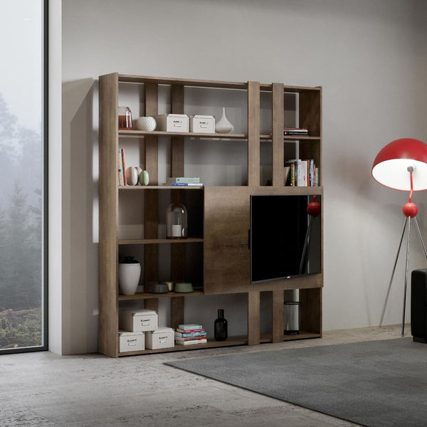 Libreria Moderna 5 Ripiani con Pannello per TV 178x36x204 cm in nobilitato Marrone sconto