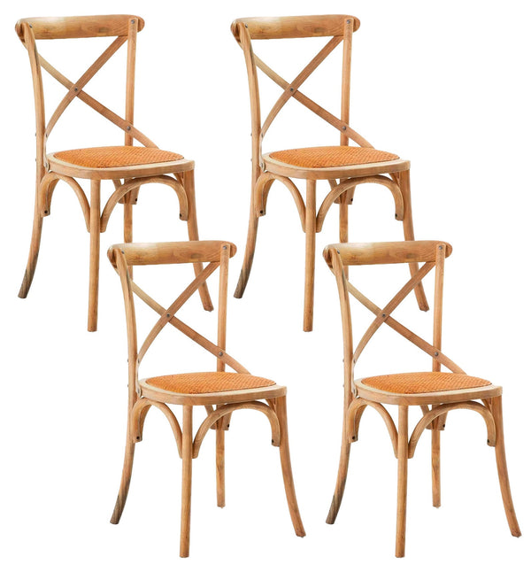 Set 4 Sedie Seduta in paglia 80x50x52 cm in Legno di Faggio Pompei Wood Natural sconto