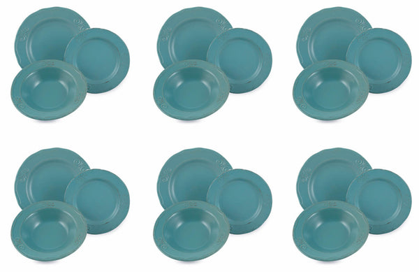 Servizio Piatti 18 Pezzi in Gres Villa d'Este Home Tivoli Milady Turchese sconto