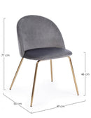 Set 4 Sedie 49x55x77h cm Tanya Velluto Grigio Scuro 