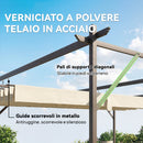 Pergola Addossata 3x4 m con Tetto Retrattile Scorrevole e Fori di Drenaggio Bianco Crema      
