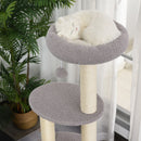 Tiragraffi con Cuccia per Gatti in Legno Sisal 45x40x148 cm  Grigio e Beige