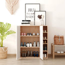 Credenza con 2 Ante e 5 Ripiani in Legno e Bianco 80x32x90.5 cm Seconda Scelta