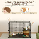 Gabbia Modulare per Conigli e Porcellini d'India Multilivello con 3 Porte e Fili d'Acciaio Nero      