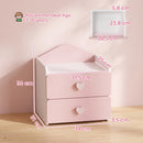 Comodino per Bambini 3-8 Anni 34x31x36 cm con 2 Cassetti Angoli Arrotondati e Maniglie a Cuore in Truciolato e MDF Rosa      