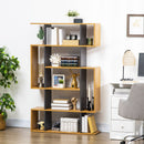 Libreria Moderna a 5 Livelli 13 Ripiani 95x25x150,5 cm in Truciolato Grigia e Color Legno