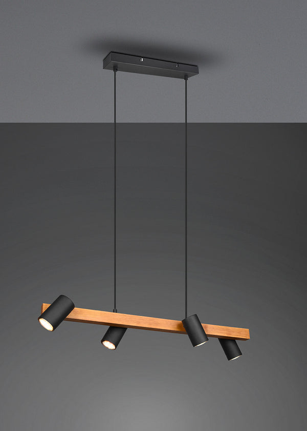 sconto Lampada a Sospensione da Interno Attacco GU10 in Metallo Nero Opaco