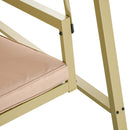 Dondolo 3 Posti con Tettuccio Inclinabile 200x125x175 cm in Acciaio e Textilene Beige e Marrone