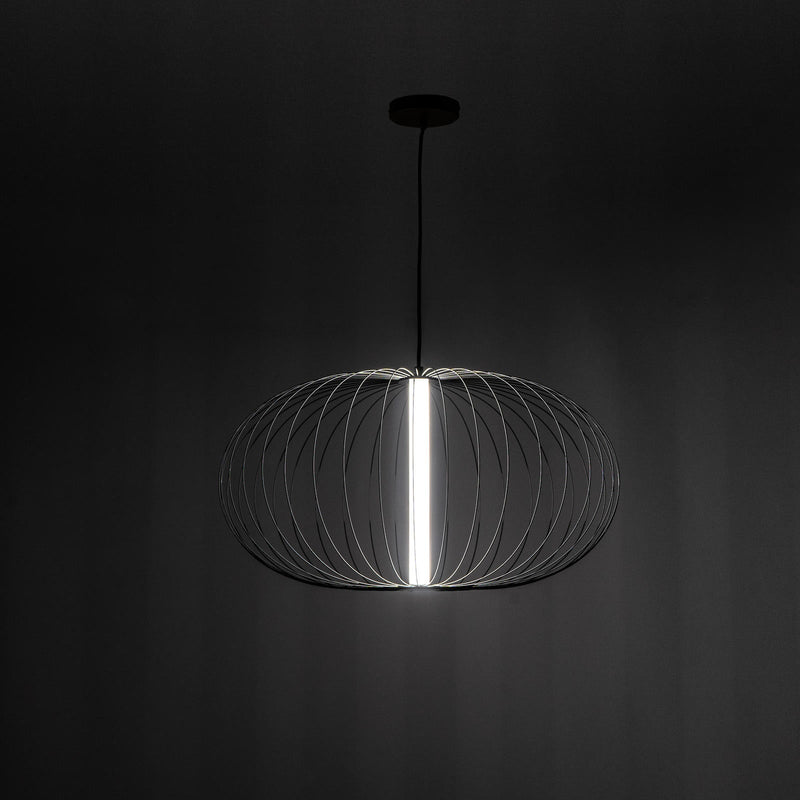 Lampada a Sospensione a LED 70x70xH150 cm in Acciaio e Metallo Mizar Nero