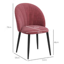 Set 2 Sedie da Pranzo in Velluto Imbottite 52x54x79 cm con Gambe in Metallo Rosso Antico