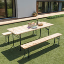 Tavolo Birreria con 2 Panche 200x70x76 cm Pieghevole in Legno e Acciaio Verde      