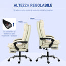 Sedia Ufficio Ergonomica Girevole e Reclinabile con Poggiapiedi in Finta Pelle Beige      