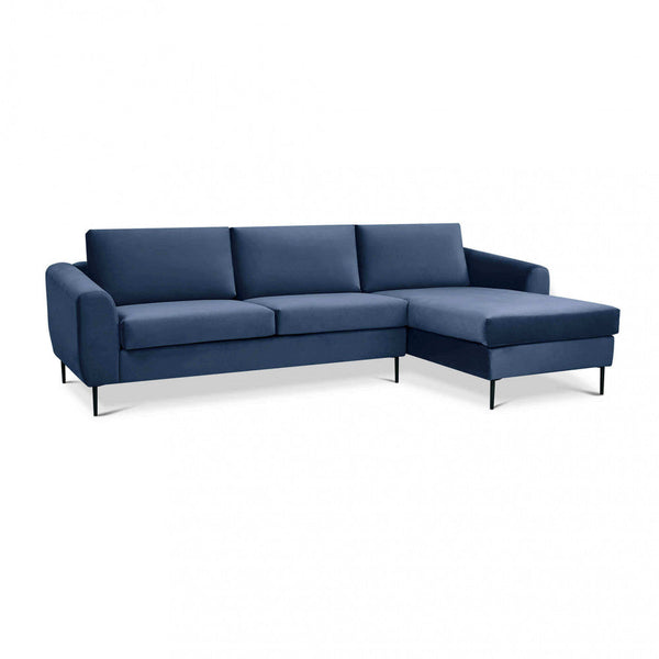 sconto Divano con Chaise Longue Gregory in Tessuto Blu